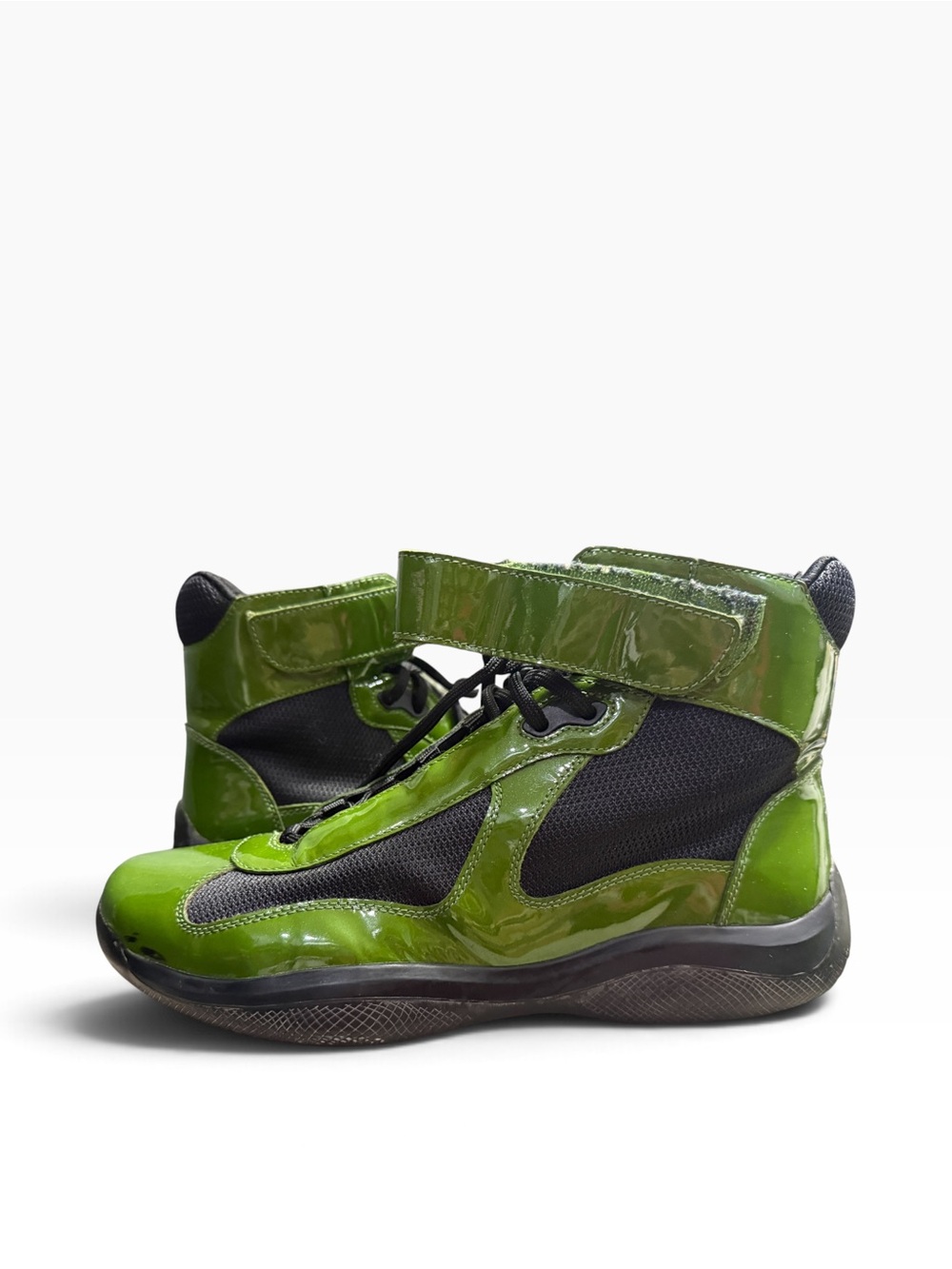 Prada Kids High-Top Sneakers in Bright Green and Black